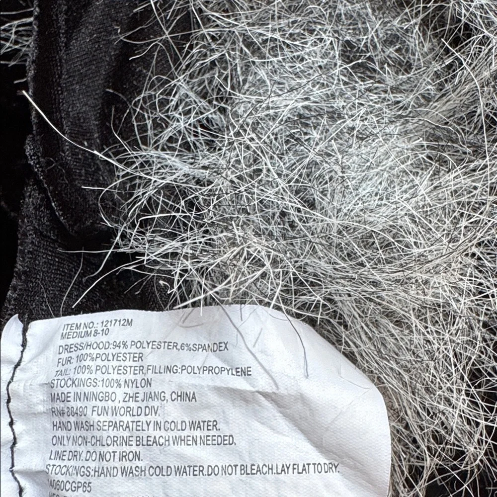 Sz M (8-10) Black and Gray Furry Cat Costume
